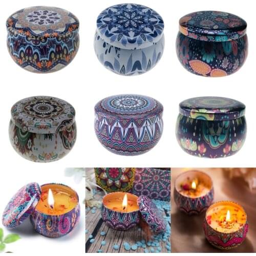Vintage Flower Candle Tin Jars DIY Candle Making Holder Case for Dry Storage Spices Camping Party Favor and Sweets Gifts Box