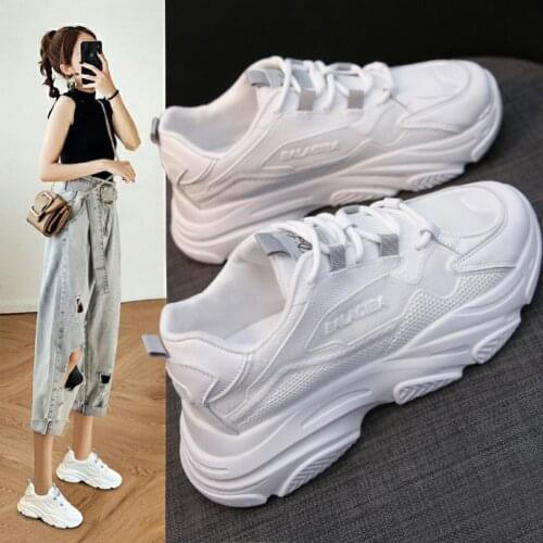 Zapatos De Mujer Womens Fashion Shoes 2021 Spring Autumn Thin Net Shoes Breathable All-match Womens Sports White Casual Shoes