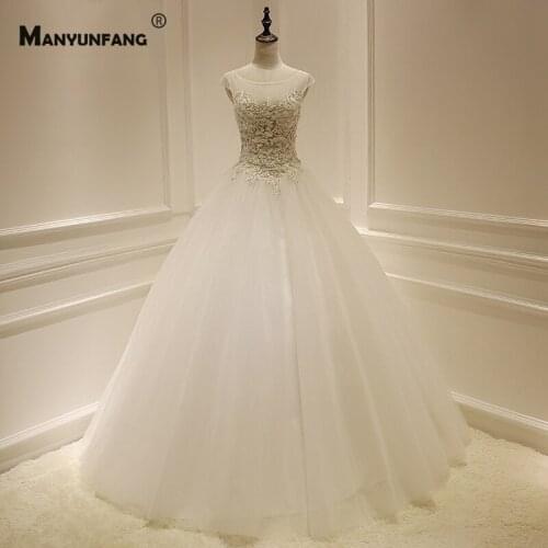 100% Real Pearls Embroidery Appliques Tulle Sweep Train Bridal Ball Gown High-End V-Neck Cap Sleeve Lace Up Back Wedding Dress