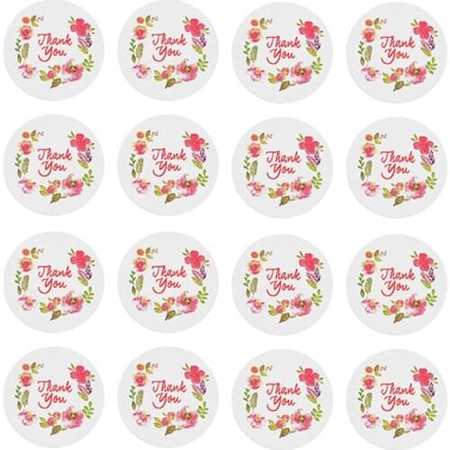 16pcs/80pcs Rose Flower Thank you Sealing Label Adhesive Kraft Baking Seal Sticker Gift Stickers