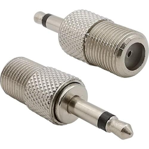 2Pcs/lot RF Coaxial Coax Adapter F Type Female Jack to Mono 3.5mm Male Plug Connector for FM Antenna