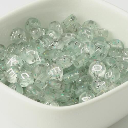 200pcs 4x7mm Transparent Sequins Acrylic letter Bead White 26 Alphabet Loose Spacer Beads For Jewelry Making Diy Charm Bracelet
