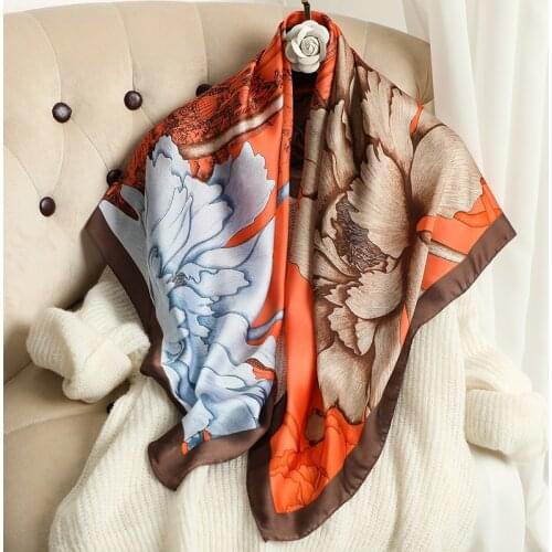 2021 Silk Square Scarf Women Bandana Shawl Fashion Lady Hair Band Head Wraps Neckerchief Print Hijab Female Foulard Summer