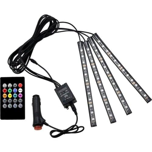 4 Pcs Car SUV Interior Decor Atmosphere Light Strip Music Control Sound Active