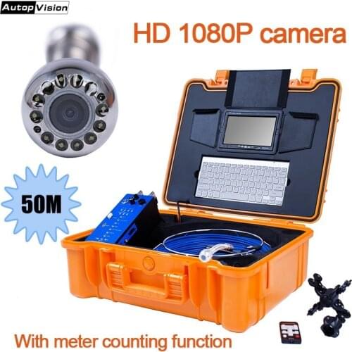 50M HD recorer waterproof Pipeline Endoscope Borescope 25mm 1080P Pipe Drain Sewer Inspection Camera System Keyboard DVR SD H1
