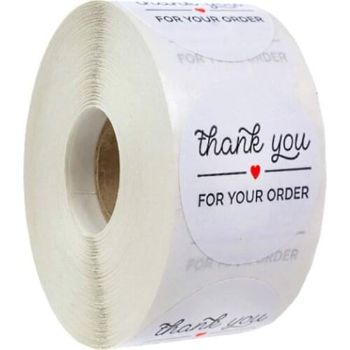 500pcs/roll White Thank You For Your Order Stickers Seal Labels For Envelope Package Scrapbooking Stationery Sticker Decoration