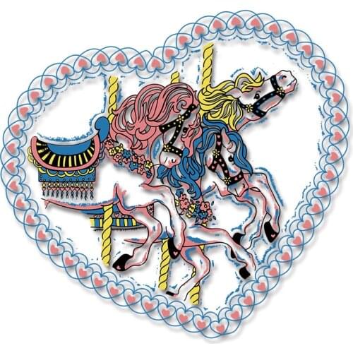 Horse and love Patches for Kids Clothing Jacket Washable DIY Appliques Heat Transfer printing Applique on Clothes