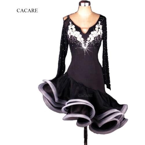 CACARE Latin Dance Dress Women Dancing Competition Dresses Fringed Salsa Costumes Customize D0132 Fluffy Hem