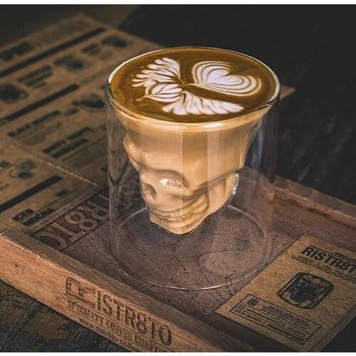 Skull Wine Glass Mug Latte Coffee Whiskey Transparent Glass Cup Vodka Drinking Bar Club Wine Glass