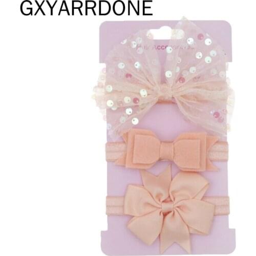 Baby Girls Flower Clothing Hair Accessories Infant Kids Mesh Shiny Bows Headband Newborn Elastic Hairband Hair Bows Photo Props