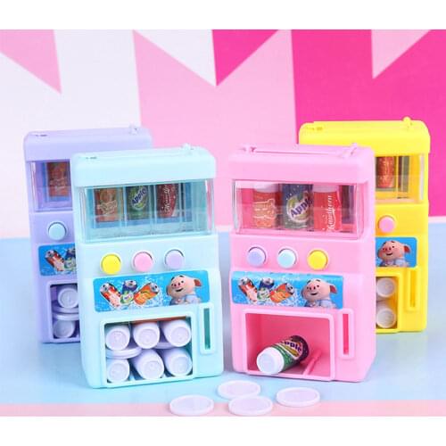Kids Simulation Vending Machine With Coins Drinks Pretend Play Mini Education Toys Children Games Birthday Gifts Emulational Toy
