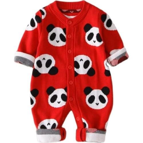 Newborn Baby Romper Girls Boys Cute Cartoon Panda Clothes for Kids Long Sleeve Autumn Knited Rompers Jumpsuit Outfits