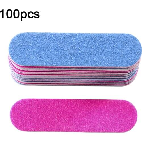 100pcs Double-sided Mini Nail File Blocks Colorful Sandpaper Nail File Beauty Care Sanding Buffer Strips Polishing Manicure Tool