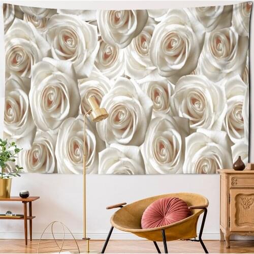 Rose Flowers Tapestry Wall Hanging Bohemian Style Hippie Tapiz Witchcraft Mandala Aesthetics Room Home Decor