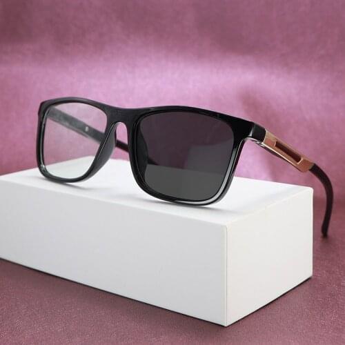Classic Photochromic Glasses With Anti Radiation For Women Change Colour Glasses Fashion Men Black Rectangular Spectacle Frame