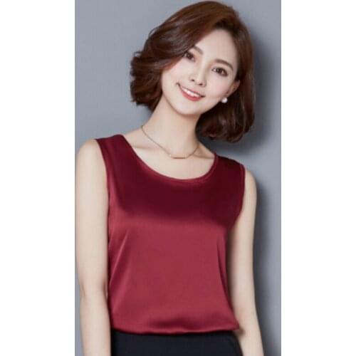 2019 Camisole female summer wear loose large size sleeveless shirt short paragraph wild bottoming simulation silk vest female