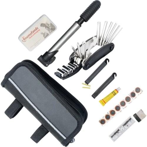 Bicycle Multi-function Tool Bag Folding Tire Repair Kits Mini Bicycle Pump Multifunctional Folding Screwdriver Hexagon Wrench