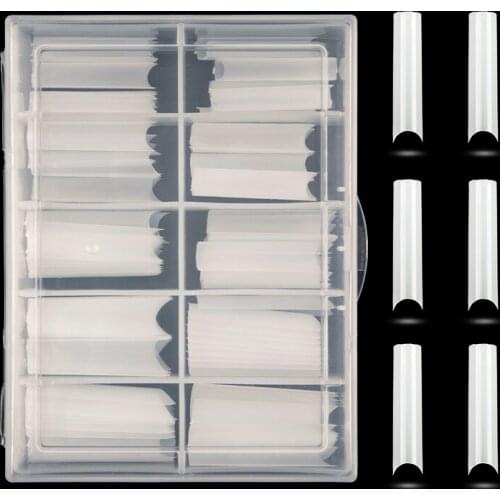 Lamemoria 100pcs XXL Extra Long Square False Nail Art Tips C Curved Coffin Nails ABS Fake Nails Press on Manicure Salon Tools