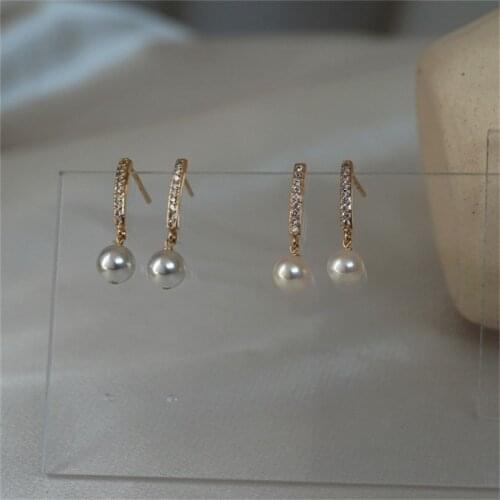 Liemjee Fashion Party Jewelry14k Gold Filled Inlaid Zircon Pearl Earrings For Women Feature Namour Charm Gift All Seasons