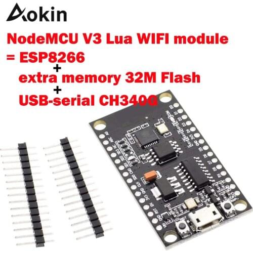 NodeMCU V3 Lua WIFI module integration of ESP8266 extra memory 32M Flash USB-serial CH340G Node MCU