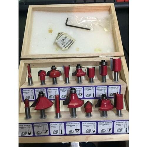 15PCS A SET 1/4"(6.35mm) Shank Tungsten Carbide Router Bit Set Wood Woodworking Cutter Forming Milling