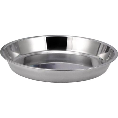 Stainless Steel Non-magnetic Flat Round Plate Portable Dish Plate Fruit Plate Cake Baking Pan 24CM/26CM/28CM/30CM