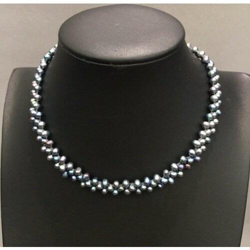 Fine jewelry natural fresh water pearl choker necklace black color fine women jewelry white color 35CM accept order any lenth