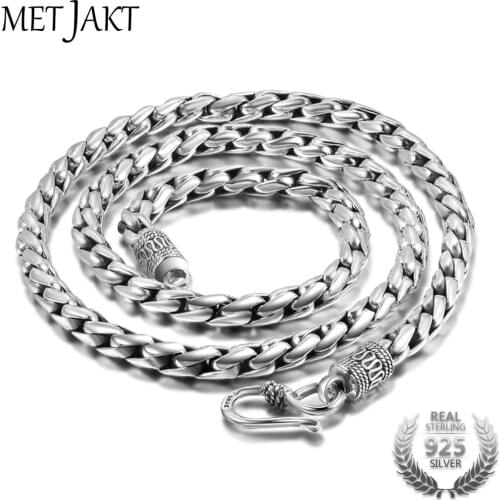 MetJakt 925 Sterling Silver 5mm Width Vintage Long Chain Necklaces for Men Steampunk Retro Rock Fashion Men Sterling Jewelry