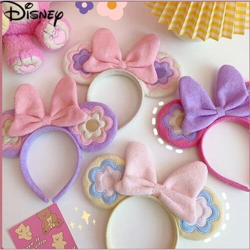 Disney Mickey Minnie Mouse Ears Headband Lovely Girl Bowknot Hair Hoop Disneyland Birthday Party Decoration Gift Pretend Toy