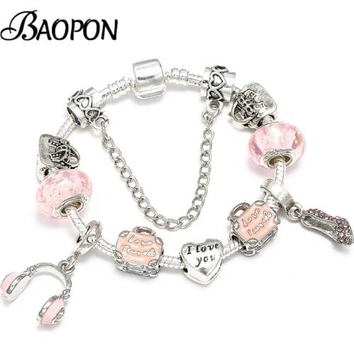 BAOPON Luxury Headset Pendant Charm Bracelets&Bangles Luminous Beads Bracelets For Women Fashion Jewelry Pulseira Feminina Gifts