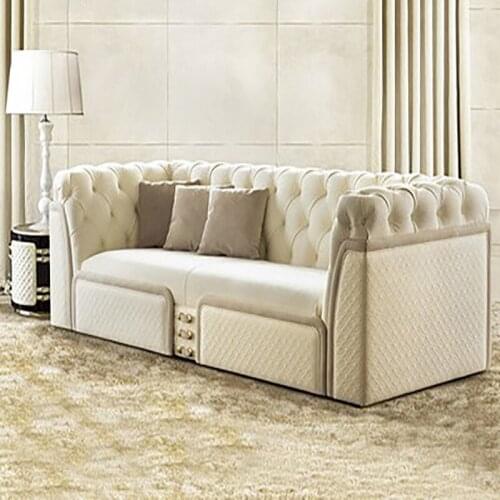 Villa living room Nordic light luxury imported cowhide sofa Italian minimalist leather art fabric solid wood furniture awesome