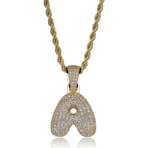 Lucky Sonny Factory Price A-Z Custom Bubble Letters Necklaces & Pendant Charm For Men Women Gold Silver Color Hip Hop Jewelry