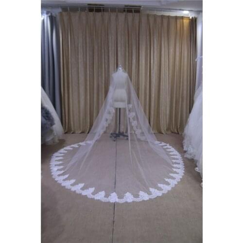 Wedding Accessories 2018 Tulle Cathedral Wedding Veil Lace Edge Bridal Veil with Comb veu de noiva V026