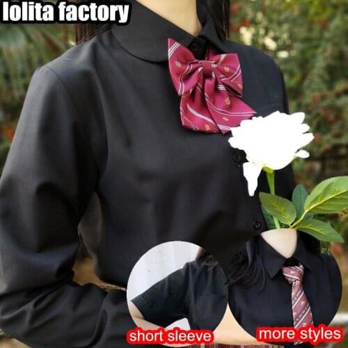 DARK BLACK Japanese sailor suit JK UNIFORM front organ pleat shirt long sleeve Short Sleeve student shirt LOLITA PLEATED blouse