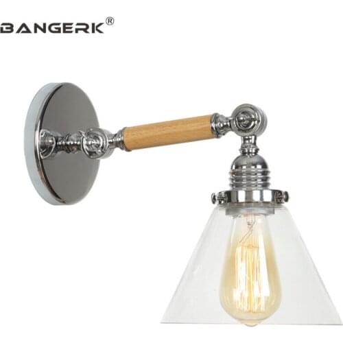 Edison Industrial Vintage Sconce Wall Lights Loft Iron Wood Glass Adjust LED Wall Lamp Bedside Home Decor Lighting Fixtures