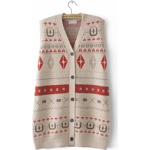 Plus size Cardigan for women 2021 oversize vest Sweaters geometry sleeveless sweater blue red apricot color Womens clothing