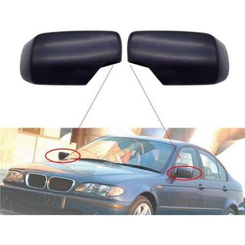 1 Pair Matte Black ABS Side Door Rearview Mirror Cover Trims Car Accessories Fit for BMW 3 Series E46 Compact 1998-2005