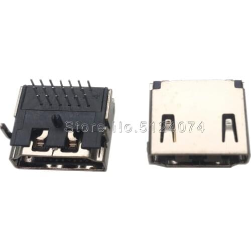 10pcs/lot HDMI socket 19P three-row pin HDMI female seat 90 ° bend socket welding plate HDTV socket interface