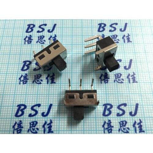 10pcs/Toggle switch 3 Pin 2 files Belt fixed Pin horizontal Side switch Slide switch 2 files