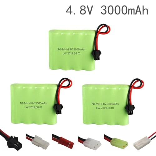3PCS 3000mah 4.8v Rechargeable Battery For Rc toys Cars Tanks Robots Gun NiMH Battery AA 4.8v 2400mah Batteries Pack For Rc Boat