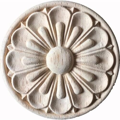 30CM Wood Onlay Applique Wooden Oak Woodcarving Decal Wood Carved Corner Frame Furniture Decorative Sculptures Wood Appliques