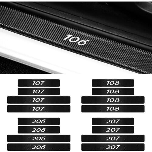 Car 4pcs Door Sill Scuff Plate Guards Carbon Fiber Door Threshold Sticker for Peugeot 206 207 208 306 307 308 407 408 508 2008