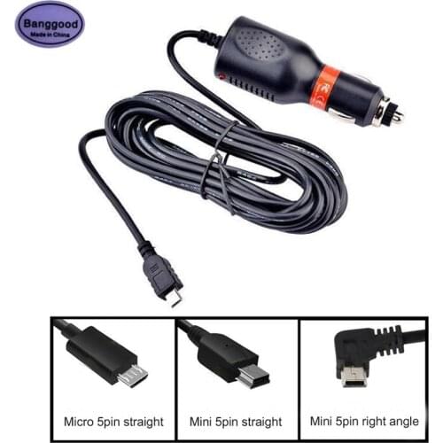 5V 2A Micro or Mini 5pin Dash Cam Car Cigarette Adapter Lighter Socket Charger 3.5m Cable Length for Garmin Car GPS DVR Charging