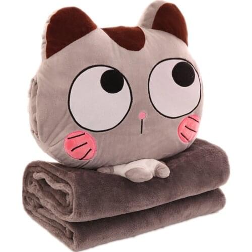 6style 3 In 1 Cartoon Animal Cat Printed Plush Hand Warm Pillow Office Air Condition Blanket Soft Stuffed Cute Creative Gift Toy