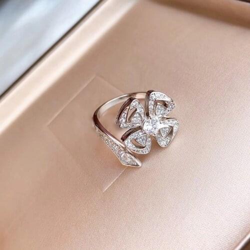 Pure 925 Sterling Silver Jewelry For Women Camellia Flower Rings CZDiamond Rings Wedding Jewelry Engagement Rose Ring Luxury