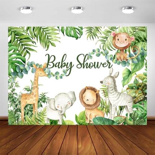 Jungle Safari Baby Shower Backdrop Jungle Animals Wild One Birthday Party Decoration Photo Background Customized Supplies