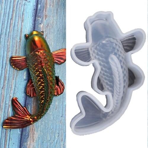 Koi Epoxy Mold Diy Crystal Epoxy Mold Three-Dimensional Carp Mirror Silicone Mold Resina Mold For Diy Pendant Charms Jewelry