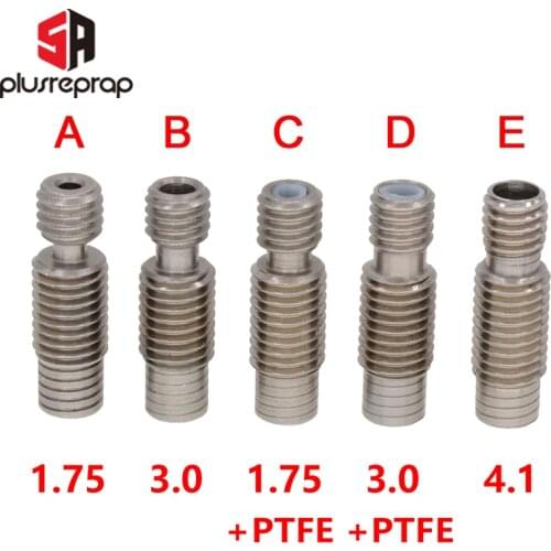 V6 Throat Heat Break Bowden/Wade PTFE Hotend J-head M7*M6*22mm for 1.75/3mm Filament Bore 4.1mm 3D Printer Stainless Steel