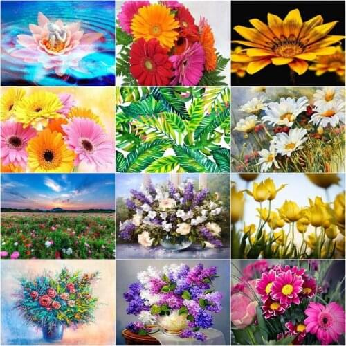 GATYZTORY Full Square Round Diamond Painting Flowers 5D DIY Paint With Diamonds Embroidery Pictures Of Rhinestones Mosaic Wall A