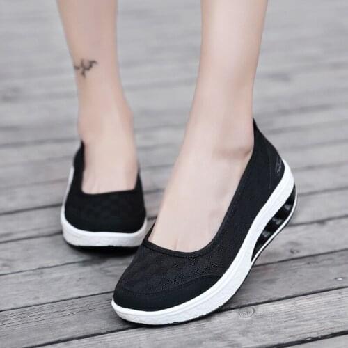 Summer sneakers women shoes wedges increased thick platform shoes woman woven breathable casual sneakers